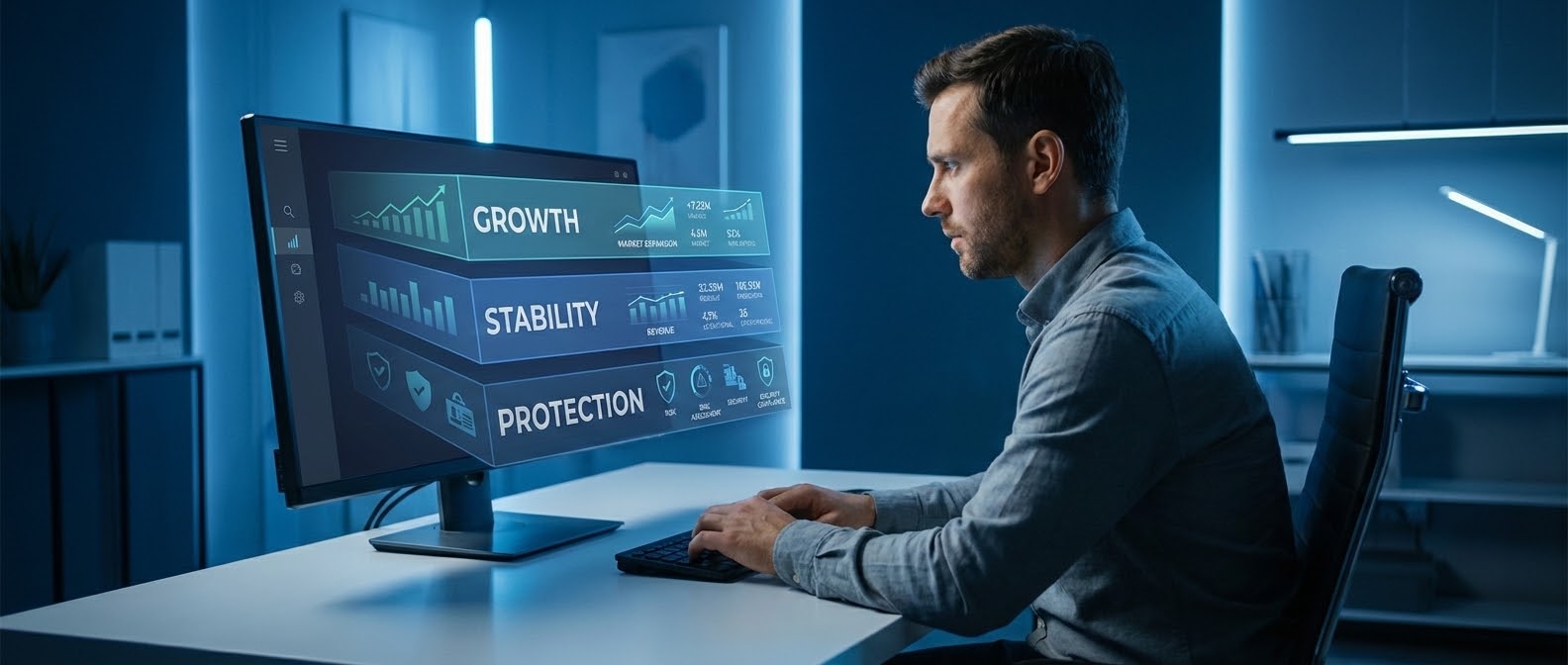 Business owner planning a weekly AI workflow across content, lead follow-up, meetings, analytics, and decision support.